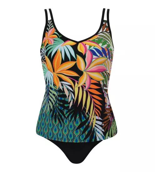 Maillot de bain 2 pièces tankini à bretelles imprimé tropical