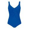 Maillot de bain une pièce décolleté en biais Bleu uni