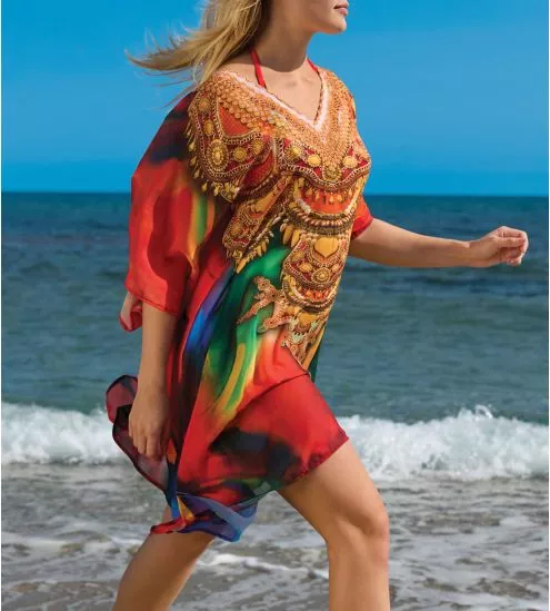 Tunique de plage multicolore
