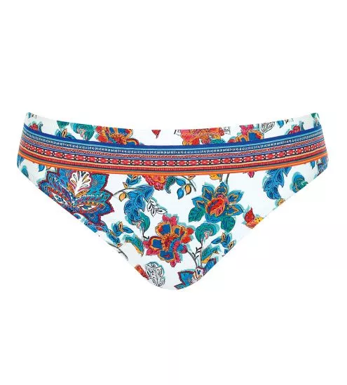 Bas de maillot de bain brésilien imprimé floral sur fond blanc