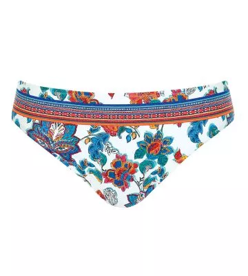 Bas de maillot de bain brésilien imprimé floral sur fond blanc