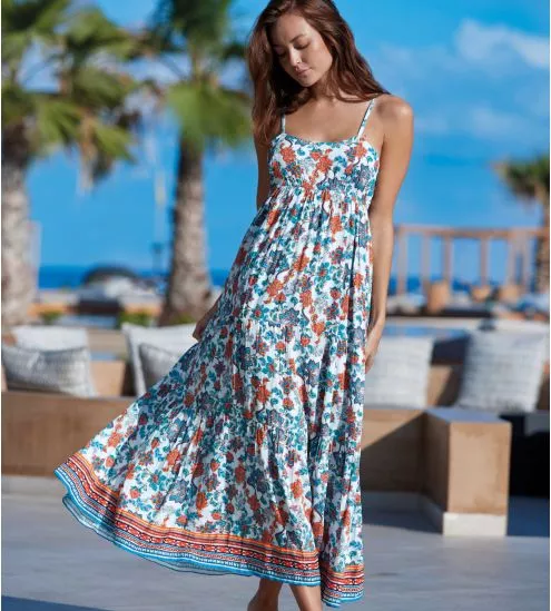Robe longue imprimé floral multicolore
