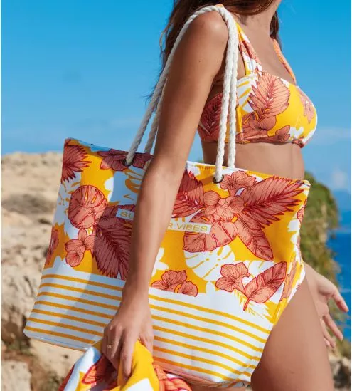 Yellow flower beach bag