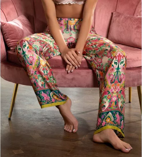 Pantalon en soie imprimé floral Libertine en Fleurs Libre Eclosion