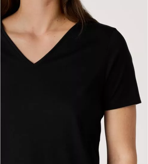 T-shirt noir femme col en V Favourites Sun
