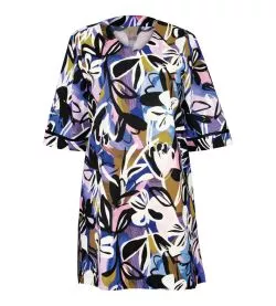 Robe légère manches 3/4 imprimée Noir
