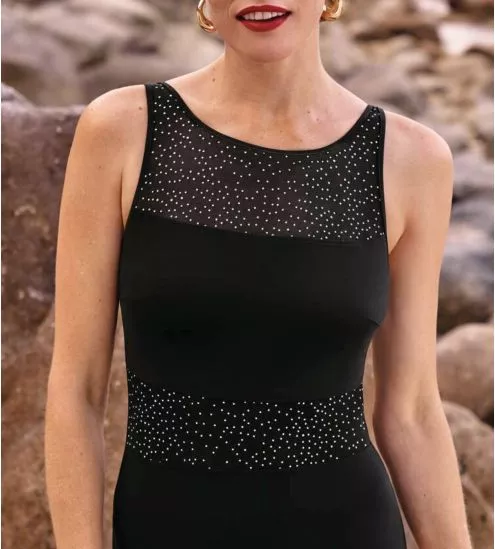 Maillot de bain pour prothèses avec tulle plumetis Noir