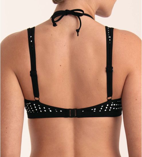 Haut de maillot de bain pour prothèses noir avec pois blancs