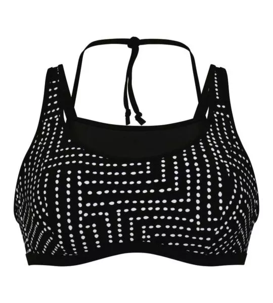 Haut de maillot de bain pour prothèses noir avec pois blancs