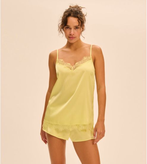 Short de nuit Satin Secrets Jaune d'Été