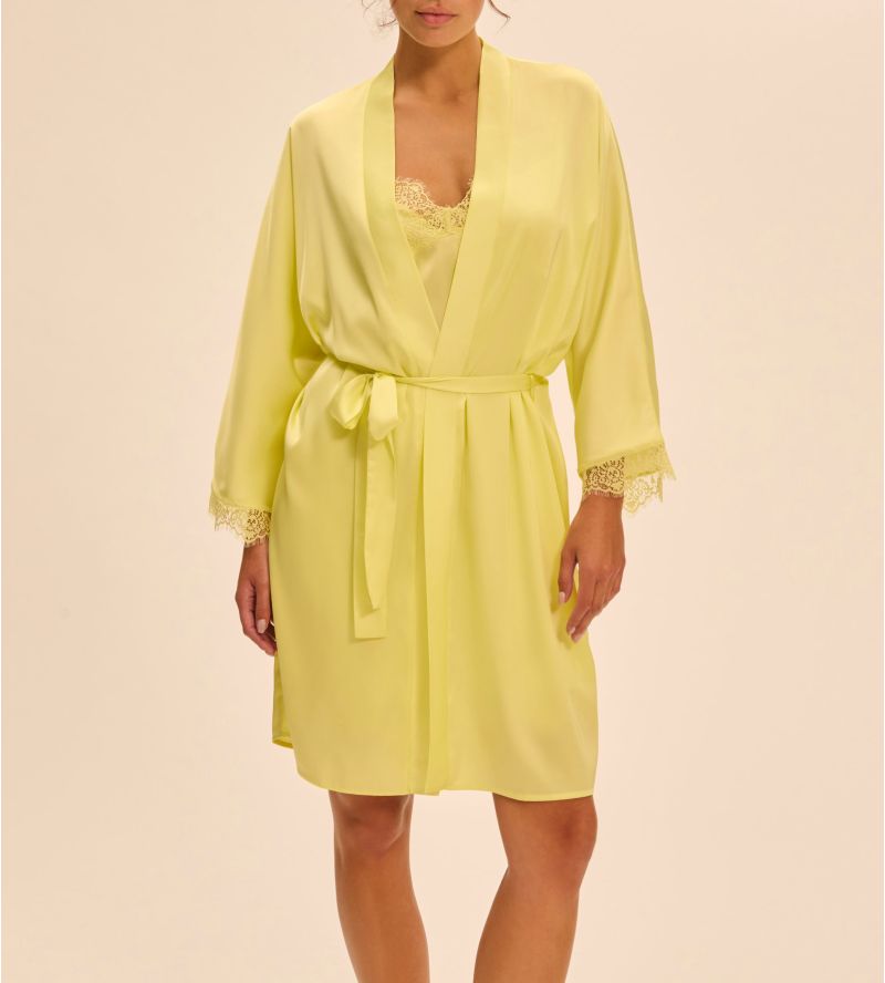 Kimono Satin Secrets Gelb Sommer