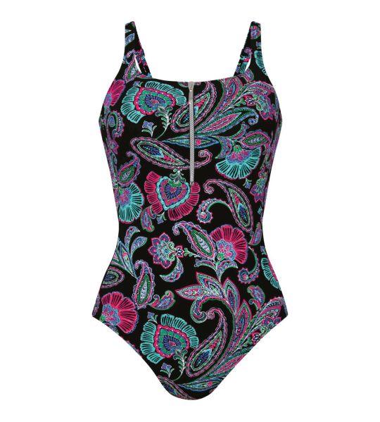 Maillot de bain médical noir avec fermeture éclair