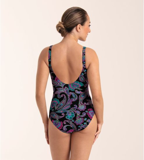 Maillot de bain médical noir avec fermeture éclair