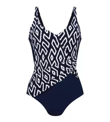 Maillot de bain 1 pièce froissé à l'avant Bleu Indigo