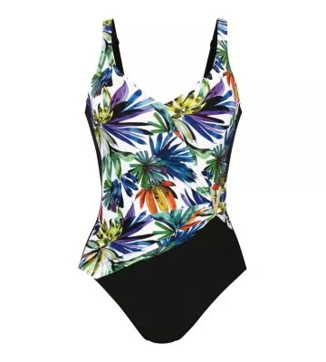 Maillot de bain 1 pièce effet ventre plat imprimé tropical
