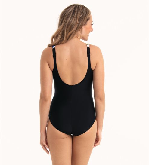 Maillot de bain 1 pièce effet ventre plat imprimé tropical