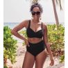 Bas de maillot de bain taille haute rétro Noir