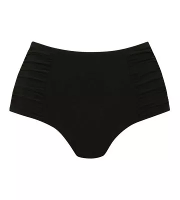 Bas de maillot de bain taille haute rétro Noir