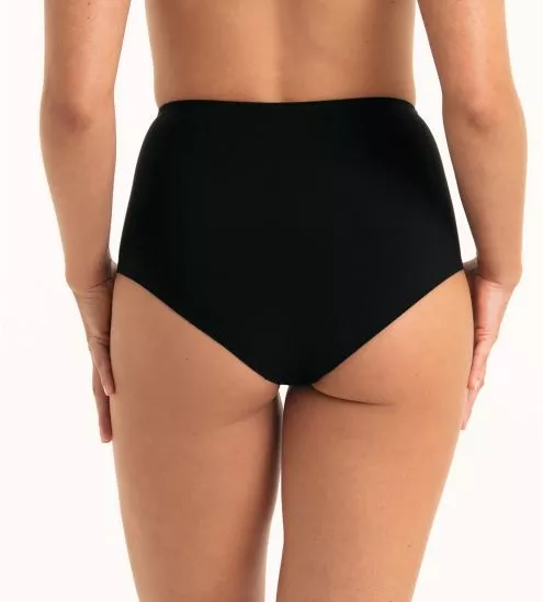 Bas de maillot de bain taille haute rétro Noir