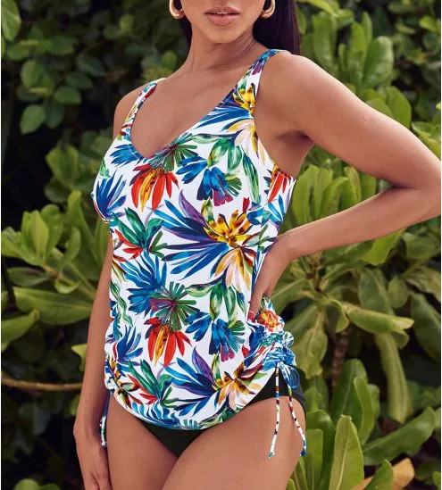 Haut de tankini réglable blanc imprimé