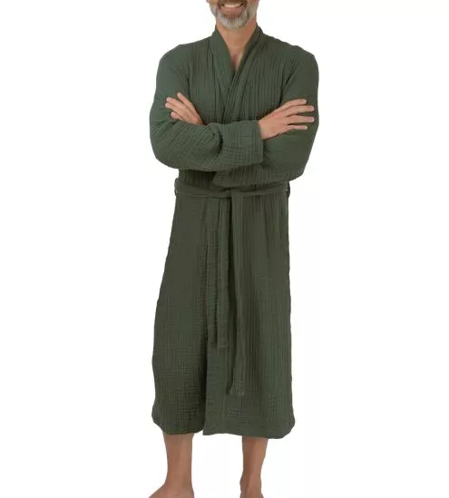 Kimono in cotton gauze thyme