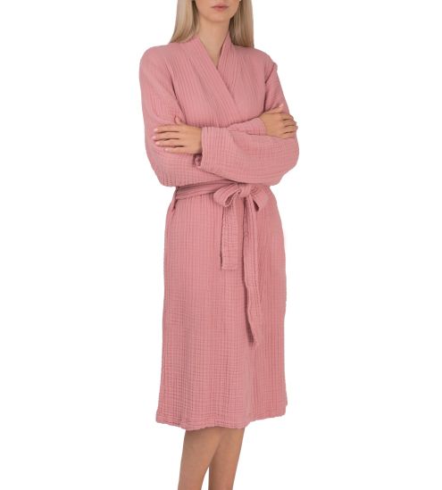 Kimono en gaze de coton Rose