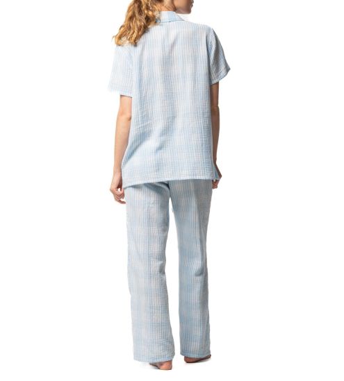 Pyjama femme en coton bleu