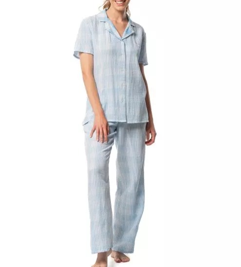 Pyjama femme en coton bleu