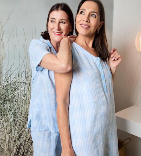 Pyjama femme en coton bleu