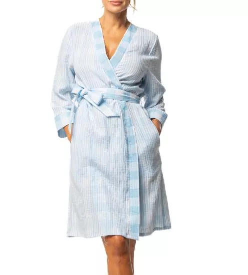 Déshabillé en coton tissé Bleu Ciel