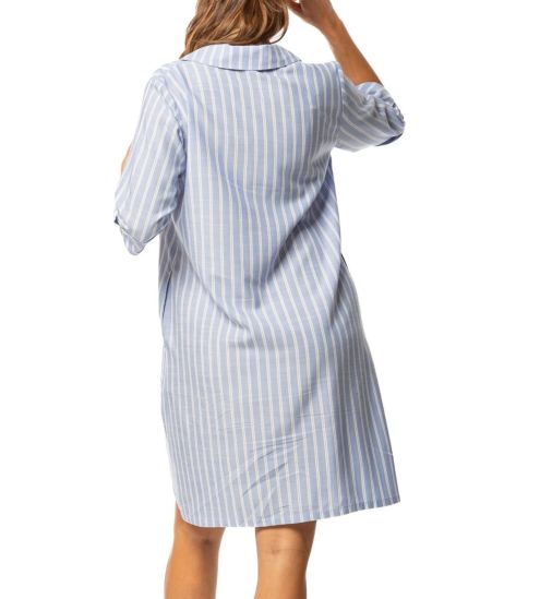 Liquette boutonnée à rayures Bleue