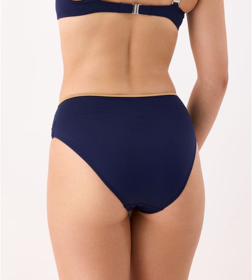Marineblau Hohe Taille Badeanzug Strümpfe Marineblau