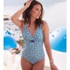 Maillot de bain une pièce coupé sous poitrine Oia Bleu Turquoise