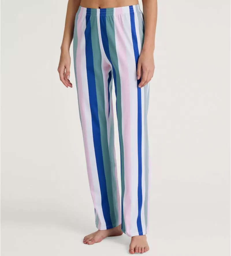 Pantalon droit à rayures multicolore pour femme 