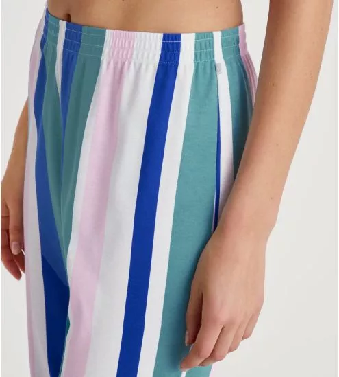 Pantalon droit à rayures multicolore pour femme 