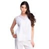Top sans manches en lin décolleté dentelle Blanc