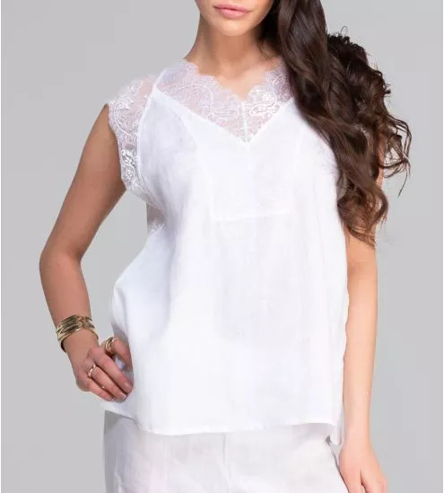 Top sleeveless linen lace...