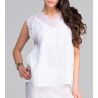 Top sans manches en lin décolleté dentelle Blanc