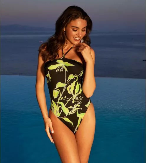 Maillot de bain une pièce bandeau Fleurs de Nuit Nuit Luciole