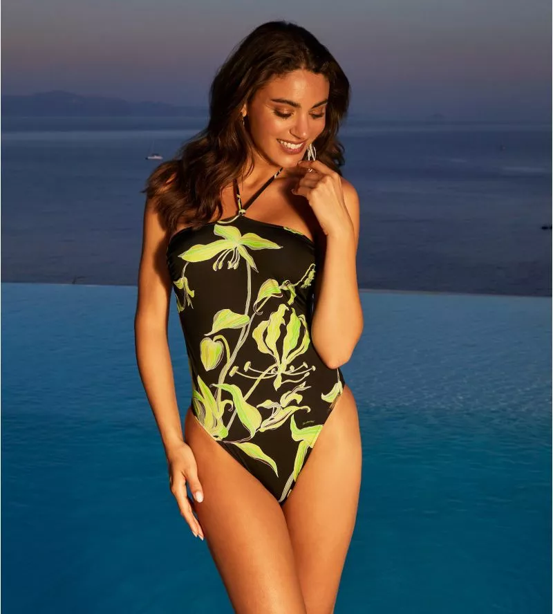 Maillot de bain une pièce bandeau Fleurs de Nuit Nuit Luciole