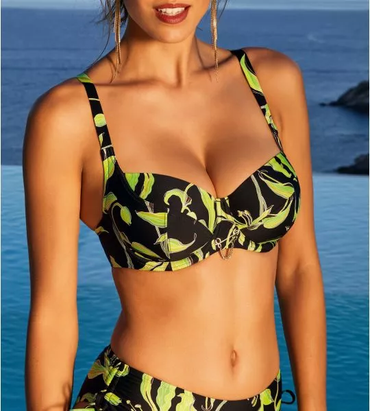 Haut de maillot de bain corbeille bonnets profonds Fleurs de Nuit Nuit Luciole