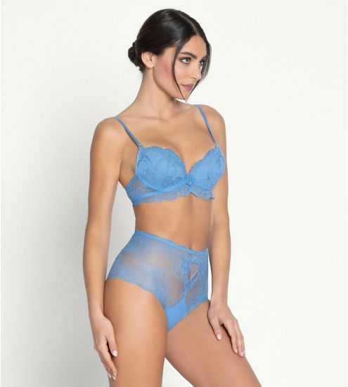 Soutien gorge push up bleu Azur Sublime en Dentelle