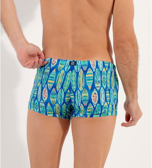 Boxer de bain imprimé surf Marbella Bleu