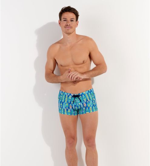 Boxer de bain imprimé surf Marbella Bleu