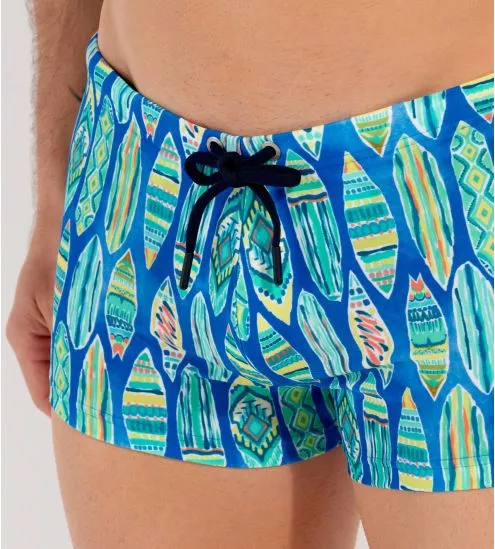 Boxer de bain imprimé surf Marbella Bleu