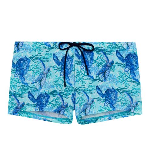 Boxer de bain imprimé tortues Tartane Bleu