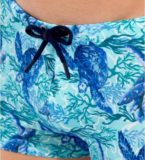 Boxer de bain imprimé tortues Tartane Bleu