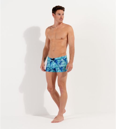Boxer de bain imprimé tortues Tartane Bleu