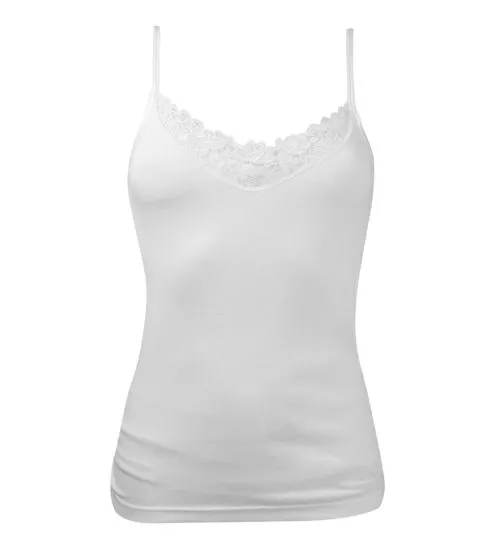 Débardeur femme à bretelles en coton et modal Blanc