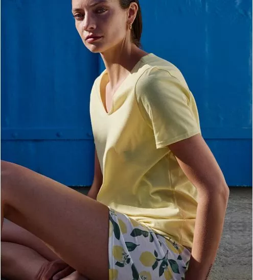 Pyjama Calida imprimé citron jaune Fruity Dreams